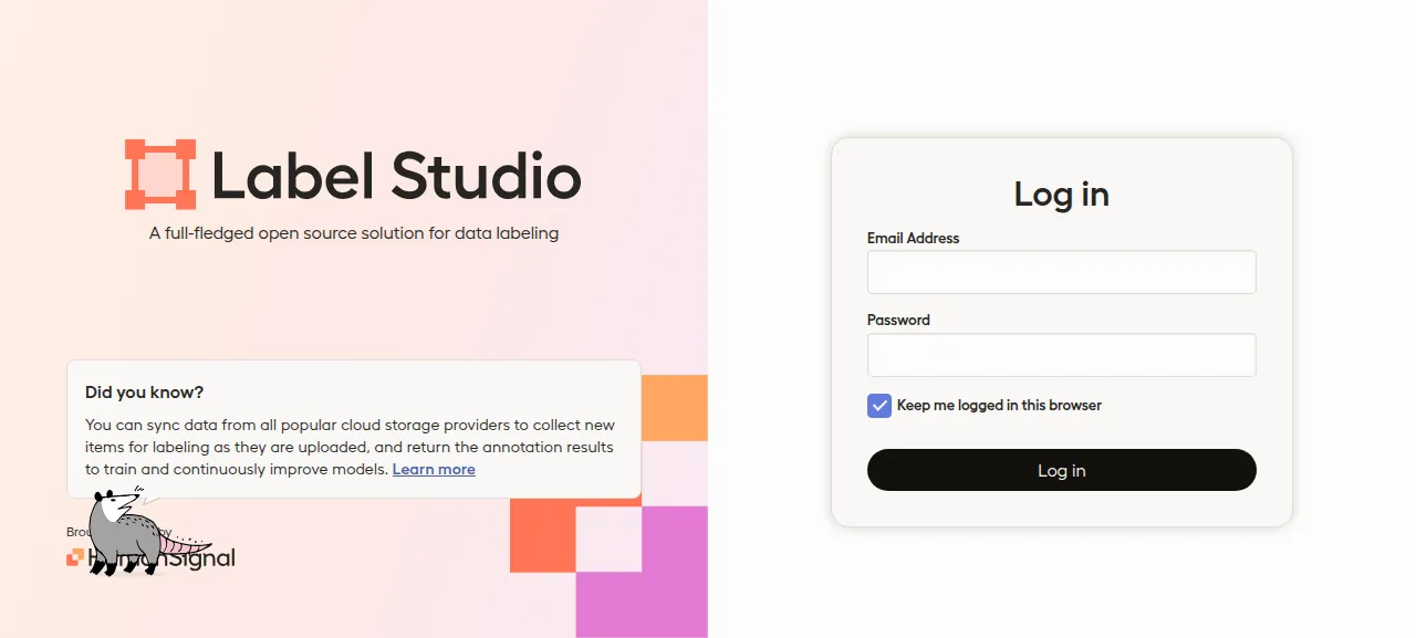 The Label Studio log-in page