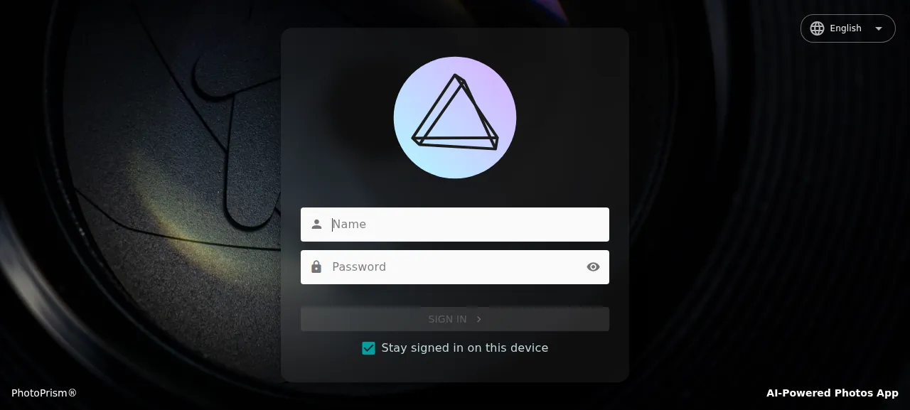 The PhotoPrism sign-in page